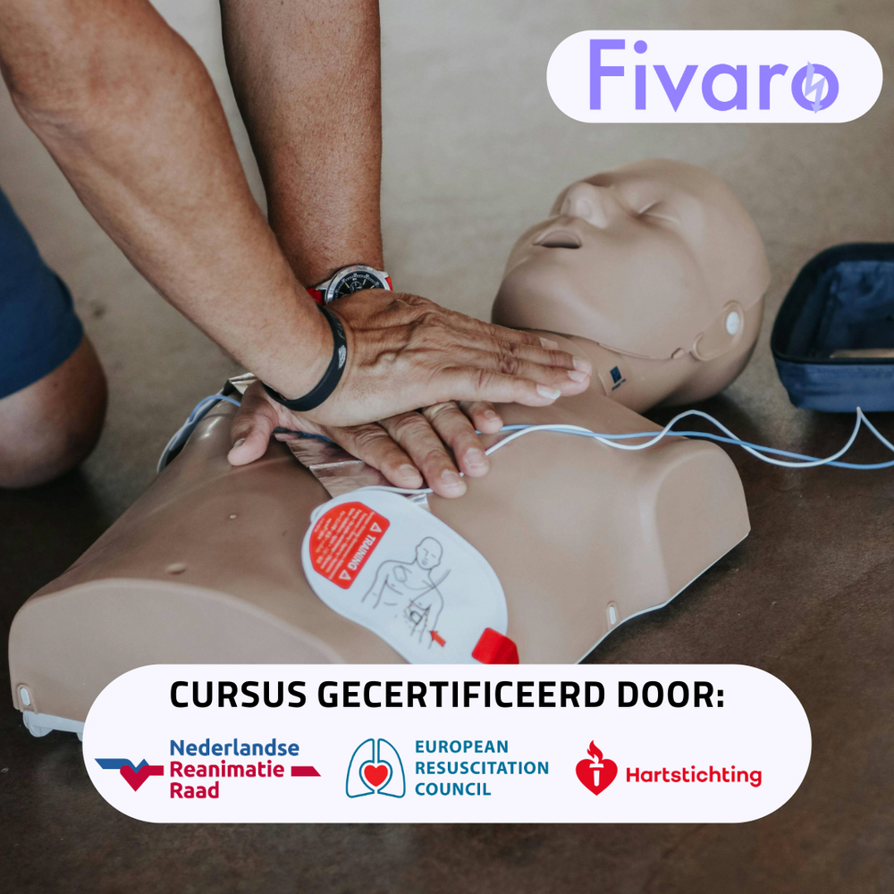 Een BLS-Reanimatiecursus gecertificeerd door de Nederlandse Reanimatie Raad, de Europese Reanimatie Raad en de Nederlandse Hartstichting.